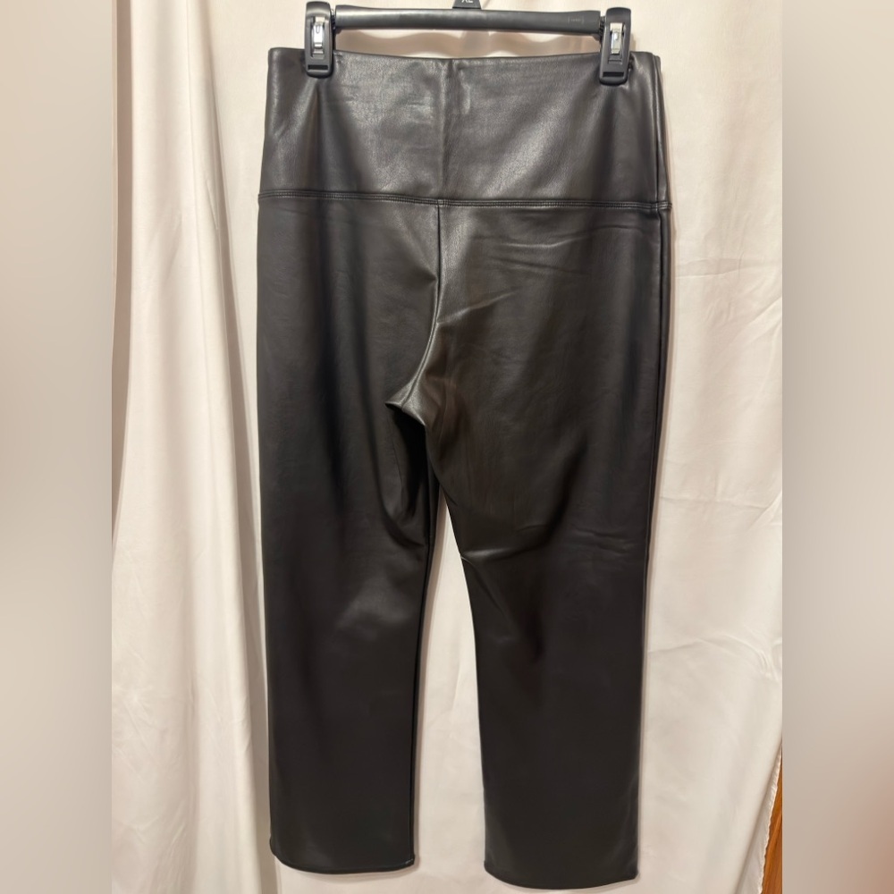 Joie black faux leather pants with tummy control size large - Picture 5 of 9